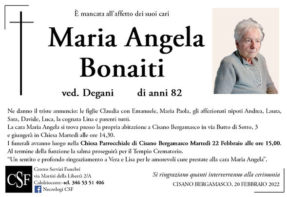Maria Angela Bonaiti - Onoranze Funebri CSF